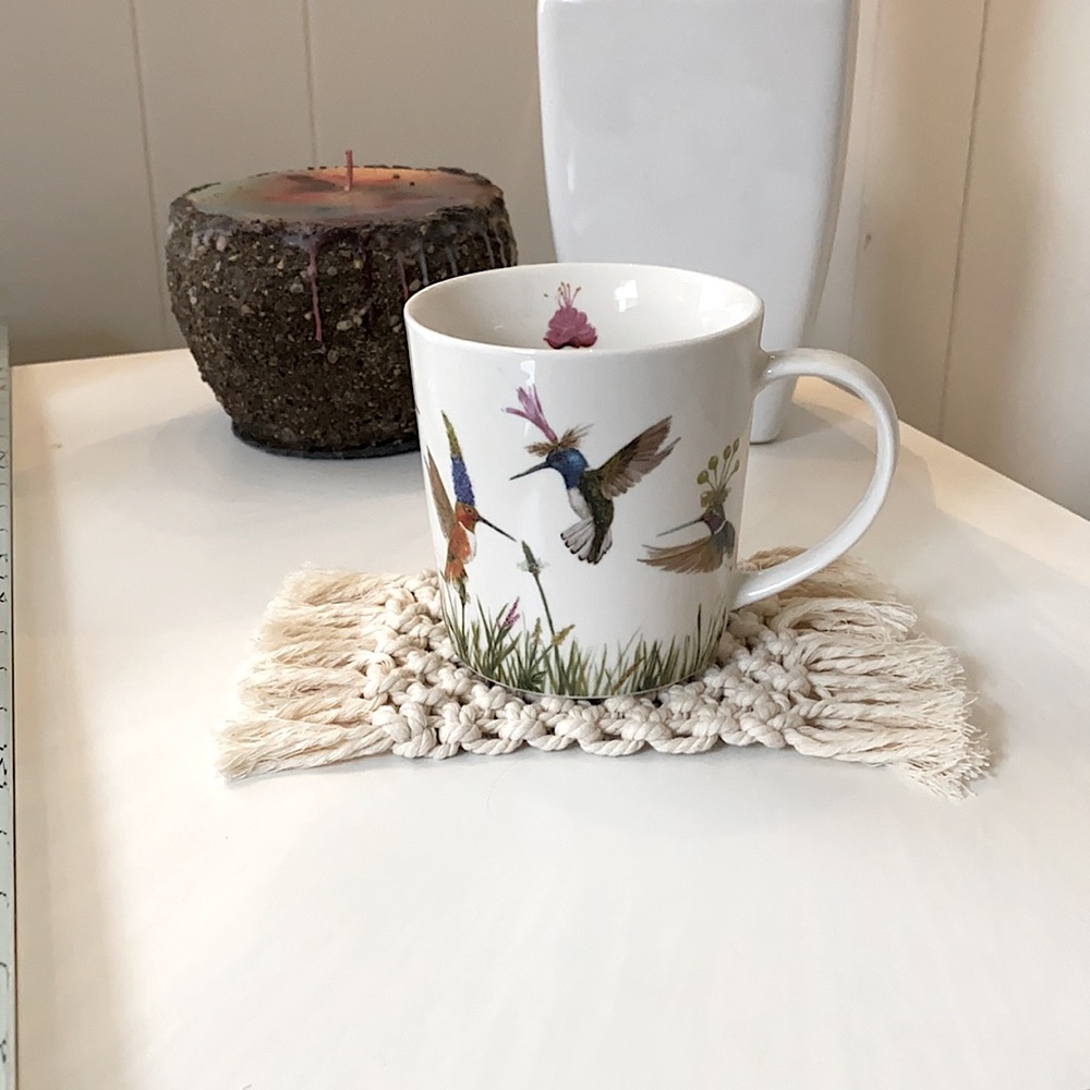 Set of 4 Boho Macrame Coasters - Picture 3 of 5
